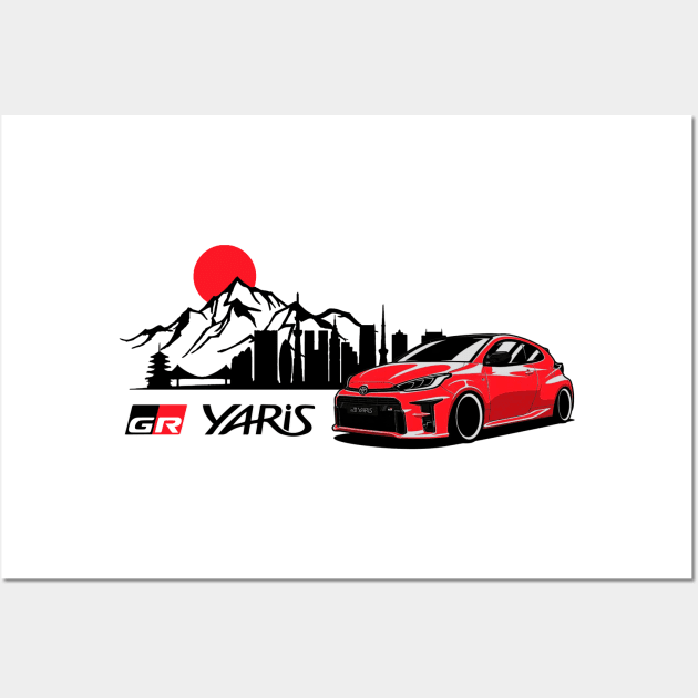 Toyota GR Yaris Red, JDM Car Wall Art by T-JD